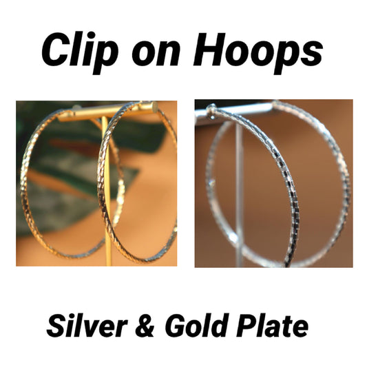 2 pair Clip on Hoops